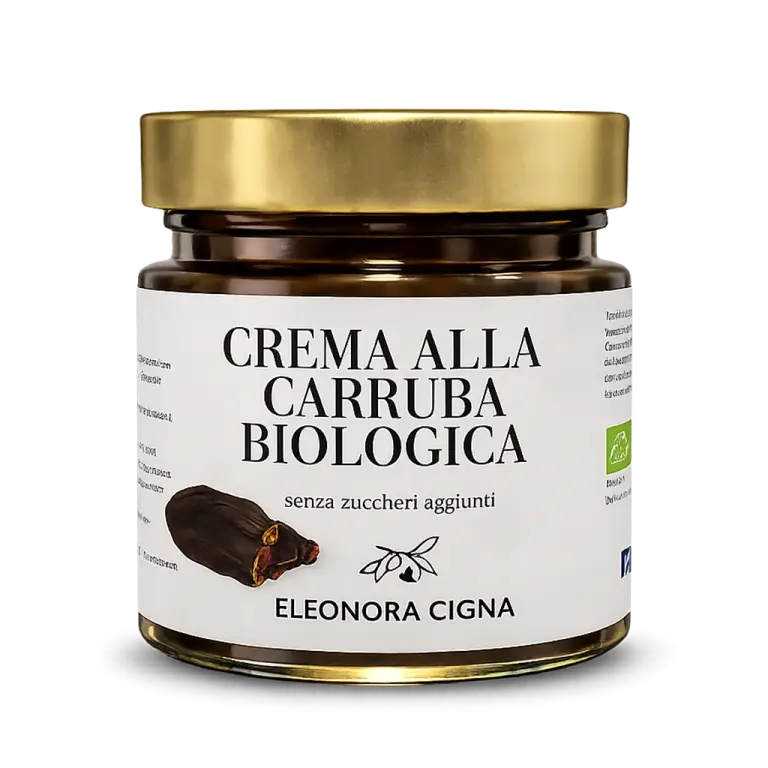 Crema di mandorle alla carruba biologica prodotta in Sicilia Eleonora Cigna