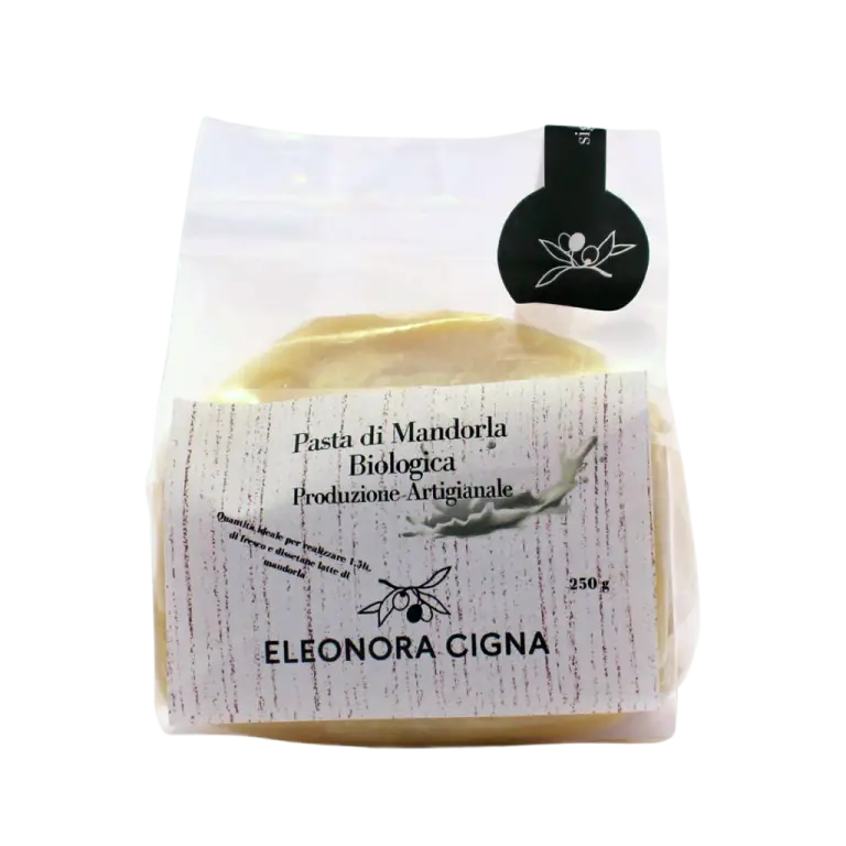 Panetto di pasta di mandorla biologica prodotto in sicilia eleonora cigna